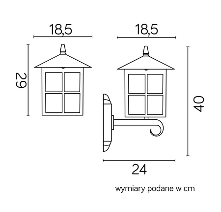 Venkovní zahradní fasádní svítidlo LED nástěnné svítidlo Wenecja K 3012/1/KW g E27 Su-Ma