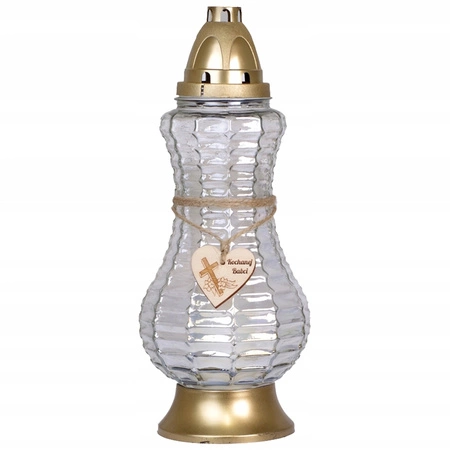 6x Skleněná svíčka na hrob milované babičky. 40 hodin. na celoroční vložku. 33 cm