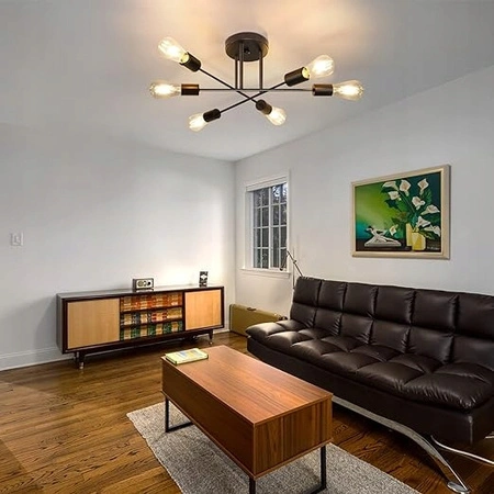 Lustr Stropní závěsné světlo Dekorativní 6x E27 Černá 70cm Masterled