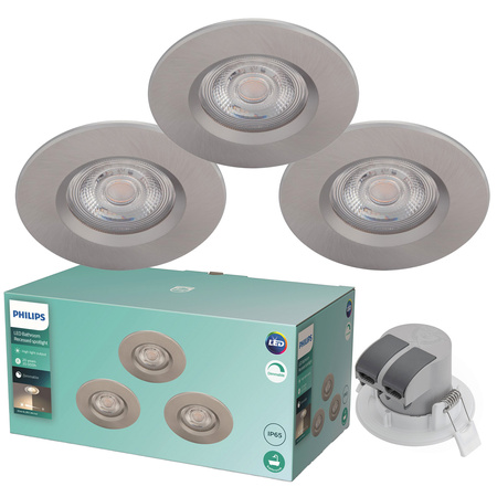 3x LED DIVE 5W 2700K 350lm IP65 kulaté saténové stmívatelné halogenové svítidlo PHILIPS