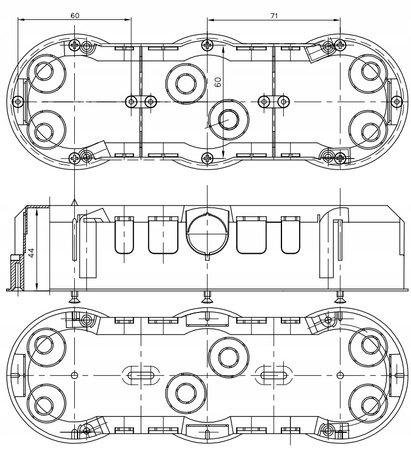 Trojitá zapuštěná elektrická instalační svorkovnice PK60 PAWBOL