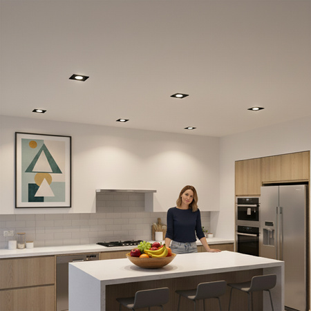 Skleněné Halogenová Podhledové svítidlo GU10, MR16 Stálá Čtvercová Černá ARIEL LUMILED