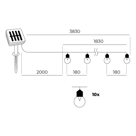 Solární venkovní zahradní lampa LED 0,12 W 6000K Cold Black IP44 Starlight Kobi