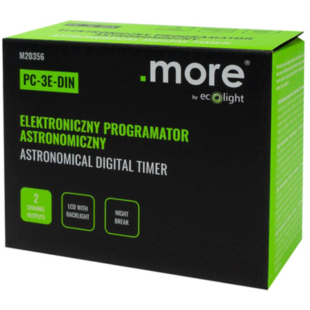 Časovač zapnutí/vypnutí LCD Digitální plán 7 dní PC-3E-DIN Ecolight