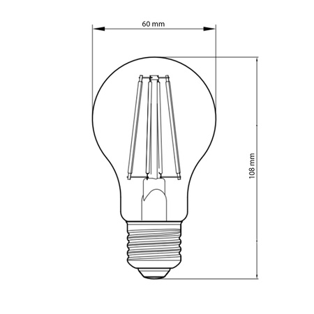 LED žárovka E27 A60 9W = 75W 1055lm 2700K teplá bílá Filament Dimmable TOSHIBA
