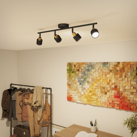 Reflektorové stropní svítidlo 4x GU10 černá-měď Niall Philips