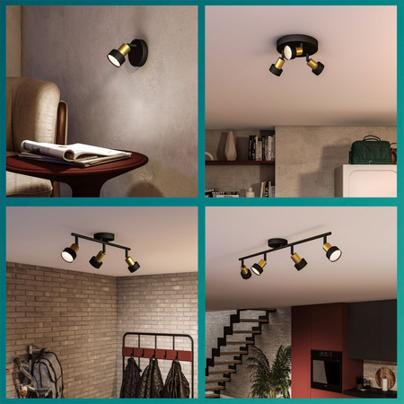 Reflektorové stropní svítidlo 2x GU10 černá-měděný vodič Philips