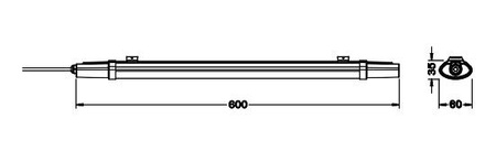 LED hermetické svítidlo 18W 1980lm 6500K Cold Surface mounted White 60x6cm IP65 IK06 Eco Ledvance