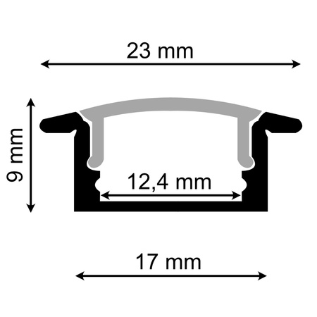 Zapuštěný Hliníkový Profil pro LED KM39, Stříbrný 2m LUMILED
