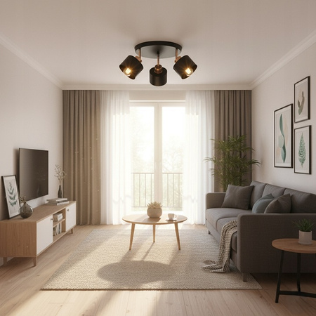 Spot Tuba Stropní svítidlo Reflektor Halogenové svítidlo 3x E27 Pohyblivé Černá měď Elza Masterled