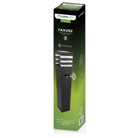 Venkovní zahradní lampa E27, LED snímač pohybu sloupek 60cm TAXUS 2 LUMILED
