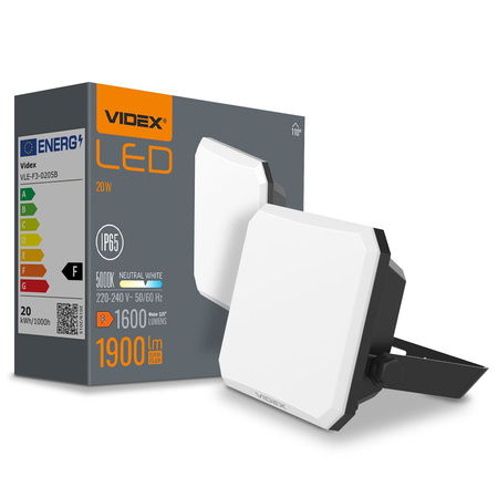 LED reflektor 20W 1900lm 5000K Cold Black s mléčným stínítkem Videx