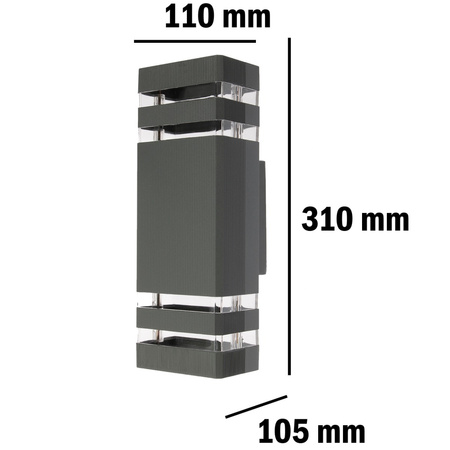 Zahradní nástěnné svítidlo Double top down INEZ DUO LED 2x GU10 ALUMINIUM Tmavě šedá IP54