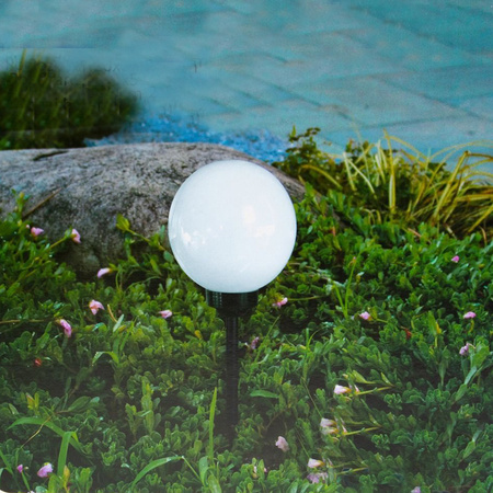 LED solární zahradní lampa s hroty bílá koule 25 cm