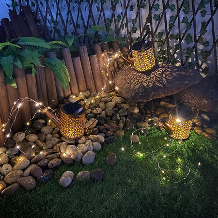 LED Solární Zahradní Lampa Venkovní Zapichovací Konvička Měděná IP44