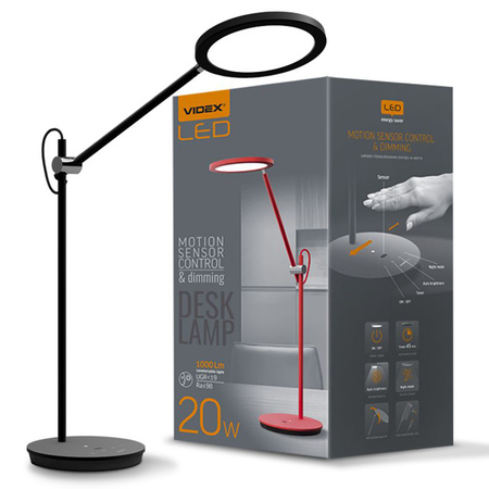 Stolní LED lampa VIDEX. stmívatelná 20W 4100K černá