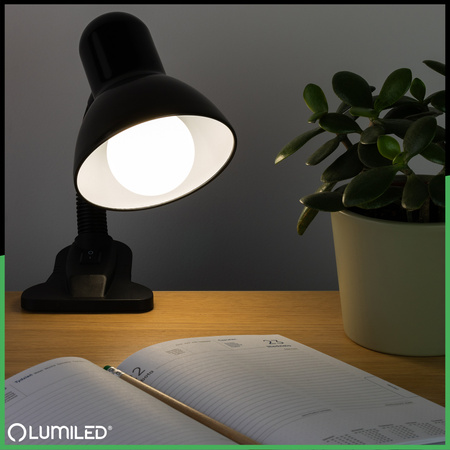 Stolní lampa Školní Noční E27, Nastavitelná s klipem Černá LIBRA LUMILED
