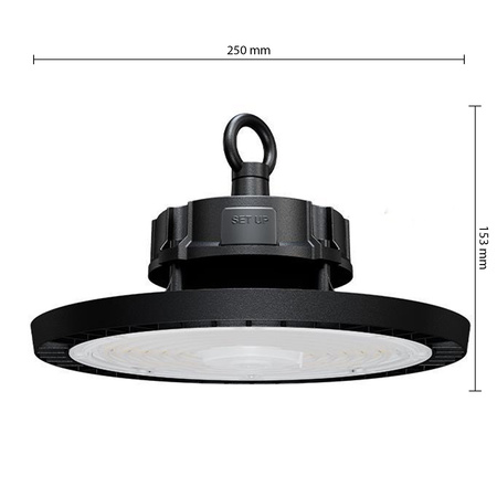 Průmyslová High Bay 150W 22500lm 4000K Neutrální 90° stmívatelná černá IP65 Masterled LED lampa