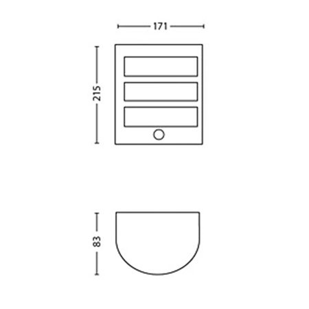 PYTHON 3,8W Senzor pohybu 2700K Teplá IP44 Antracit PHILIPS Zahradní nástěnná LED lampa