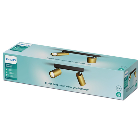 Reflektorové stropní svítidlo 2x GU10 IP44 měděno-černé Kosipo Philips