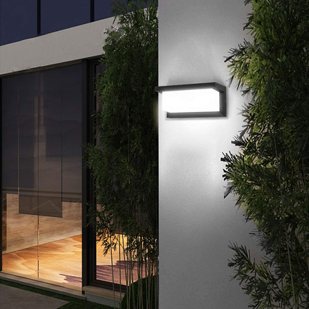 Zahradní lampa LED nástěnná lampa 12W architektonické svítidlo obdélník Lagos černá se senzorem pohybu