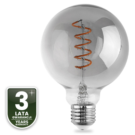 Žárovka Dekorativní Kulka LED E27, G95 6W = 50W 420lm 2200K Teplá bílá 360° Filament Globe Smokey LUMILED