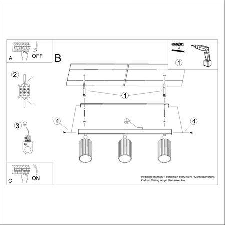 Bodové reflektorové stropní svítidlo Tuba 3x GU10 White Carbon Deep Space SL.1543 Sollux