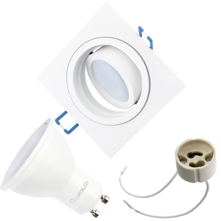 Svítidlo HALOGEN GU10 MR16 Square White CASSIO LUMILED + LED žárovka GU10 6W = 60W 580lm neutrální bílá