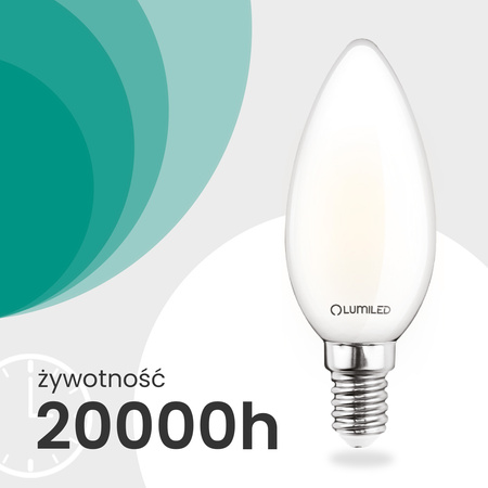 LED žárovka E14 svíčka B35 2,2W 470lm = 40W 2700K teplá bílá 360° Filament energetická třída A LUMILED