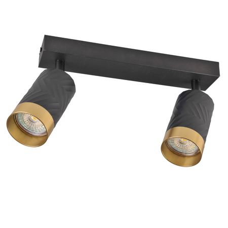 Nástěnné a stropní bodové svítidlo 2x GU10 černé zlato ARRAS Sanico Goldlux