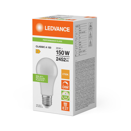 LED žárovka A70 E27 20W = 150W 2452lm 2700K teplá bílá LEDVANCE DIMMABLE