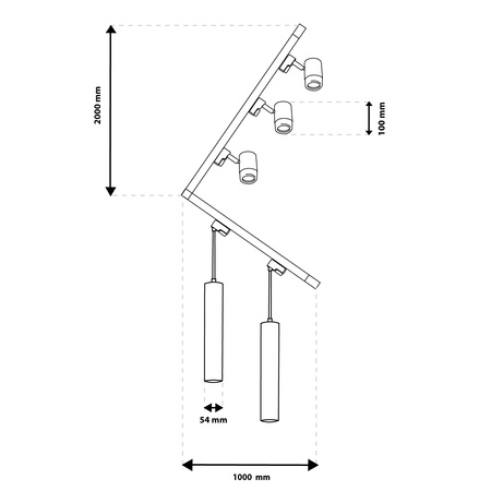 Sada osvětlovacích lišt 3m + 5x GU10 Busbar Spotlight + úhlový spínač černá LUMILED