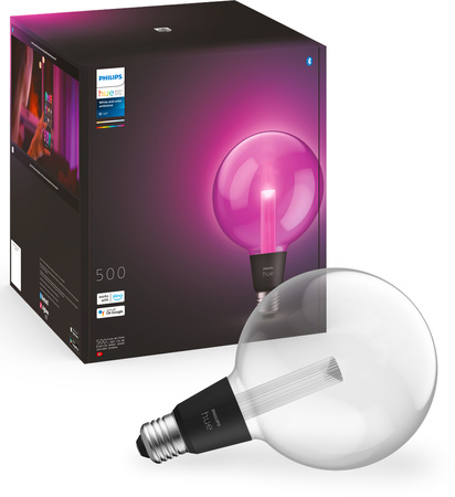 LED žárovka E27 Sphere G125 6,8W = 60W 500lm 2000-6500K CCT + RGB FILAMENT SMART Smart Bluetooth ZigBee White and Color Ambiance Philips HUE