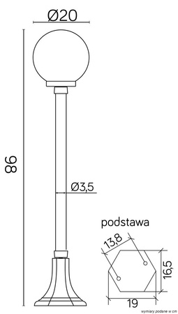 Venkovní stojací zahradní lampa KULIČKOVÁ K 5002/2/KP 200 E27 98cm Su-Ma