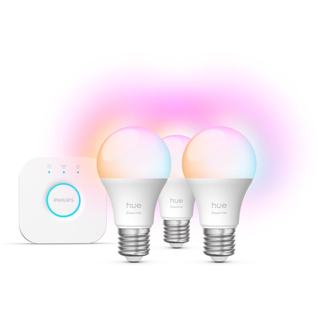 3x LED žárovka E27 A60 8W = 60W 806lm 2200-6500K CCT + RGB SMART Smart Bluetooth ZigBee White and Color Ambiance + Bridge Bridge Philips HUE Starter Kit