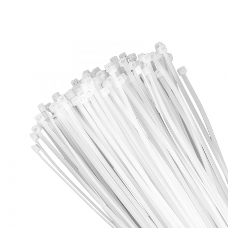 Kabelové stahovací pásky 3,6x400 mm bílé TRACKS Zipové stahovací pásky OK-36400W .MORE 100 ks.