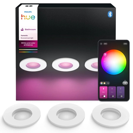 3x zapuštěné svítidlo LED Hermetic IP44 Koupelnové svítidlo 4,2W 400lm IP44 Bílá a barevná Ambiance RGB + TW White Smart SMART Zigbee Bluetooth Xamento Philips HUE