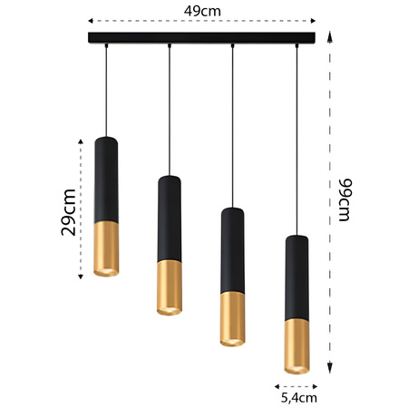 KEON 4xGU10 Nastavitelné stropní závěsné svítidlo černé a zlaté MASTERLED
