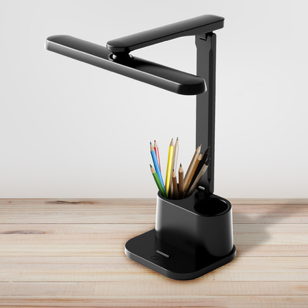 Stolní lampa LED s organizérem 6W 400lm 4000lm neutrální 120° černá stmívatelná Bari Sanico Goldlux