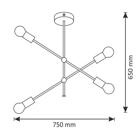 MORA CHROME chrom vintage retro závěsné stropní svítidlo 4x E27 GOLDLUX (Polux)