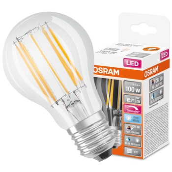 LED žárovka E27 A60 11W = 100W 1521lm 4000K Neutrální 300° CRI90 Stmívatelné vlákno OSRAM SUPER STAR+