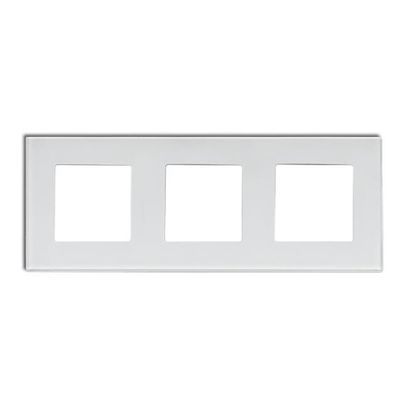 SKLENĚNÝ rámeček na zásuvku. bílý. trojitý
