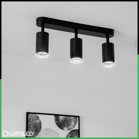 LED bodové stropní svítidlo 3x GU10 IP44 ADERO Black Lumiled