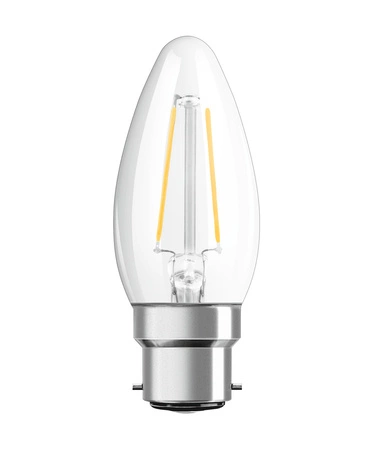 LED žárovka B35 svíčka B22d 2,5W = 25W 250lm 2700K teplá bílá 300° Retrofit Filament CLASSIC Osram