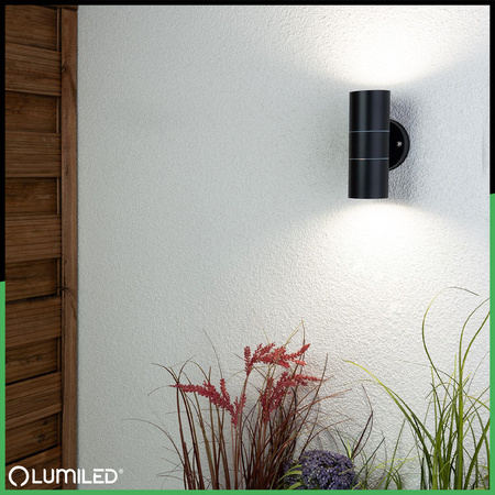 Zahradní nástěnná lampa GU10, IP44 nastavitelné nahoru a dolů Černá ZINNIA LUMILED