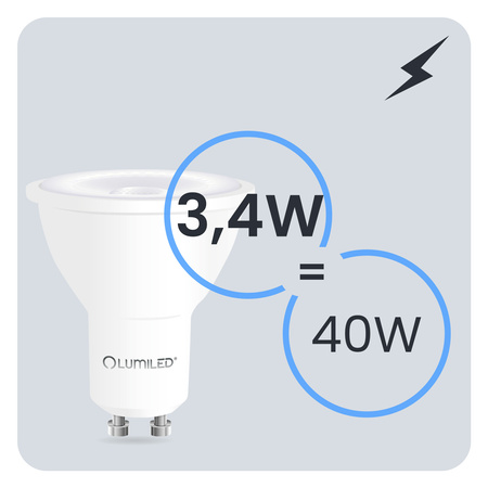 LED žárovka GU10 Reflector PAR16 3,4W = 40W 470LM 4000K Neutrální 38° LUMILED