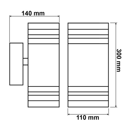 Zahradní nástěnná lampa 2x GU10, IP54 dvojitý nahoru a dolů Černá VELA II LUMILED