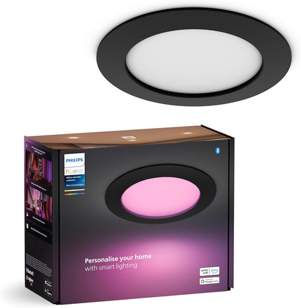 LED panel pod omítku 12W 1500lm IP44 Bílá a barevná Ambiance RGB + TW Black Smart SMART Zigbee Bluetooth Slim Downlights Philips HUE