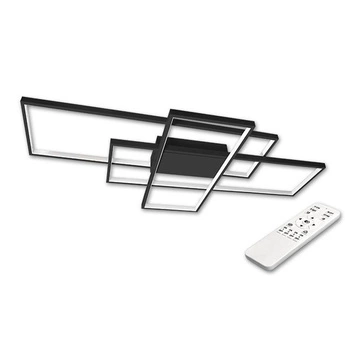 Geometrické stropní svítidlo PLAFON LED lustr 130W 3000K-6500K černá + dálkový ovladač