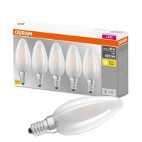 5x LED žárovka E14 B35 4W = 40W 470lm 2700K Teplá bílá 300° OSRAM vlákno